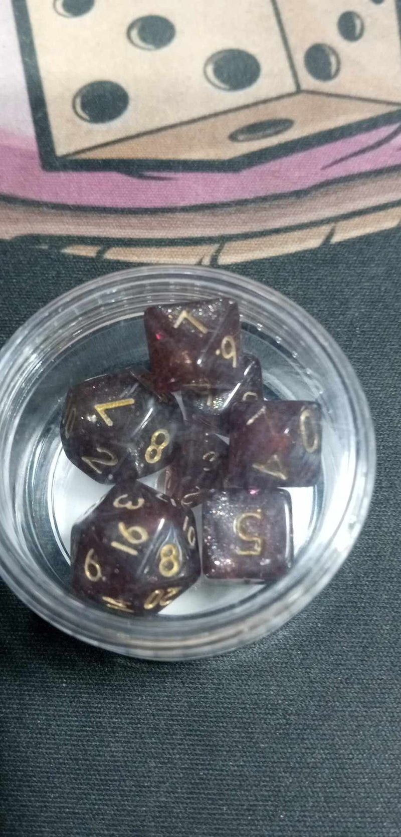 9MM Mini Dice - Red & Brown Glitter W/ Gold