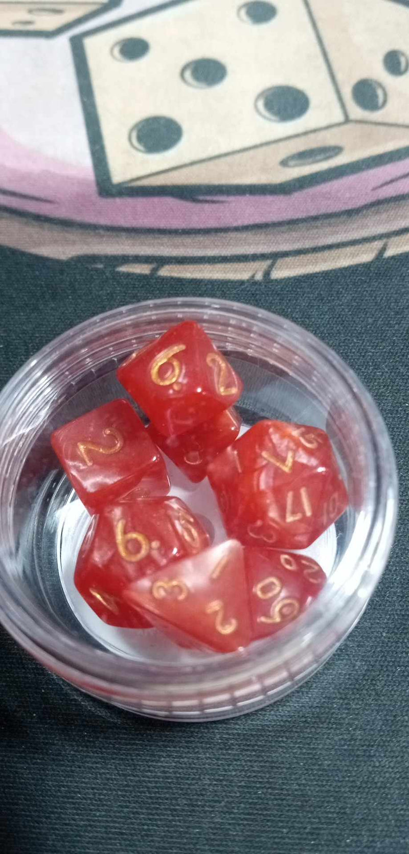 9MM Mini Dice - Orange Red W/ Gold