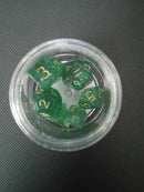 10MM Mini Dice - Green Speckled W/ Gold