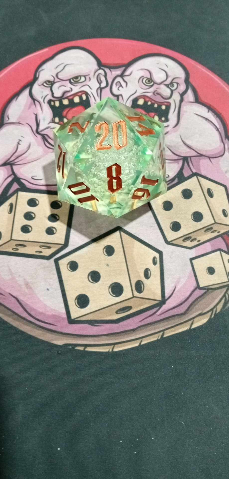 Huge 55mm D20 - Green Bubbles