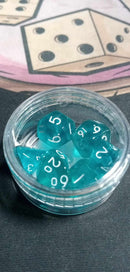 9MM Mini Dice - Translucent Teal W/ White