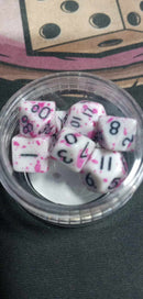 9MM Mini Dice - White W/ Pink Splatter