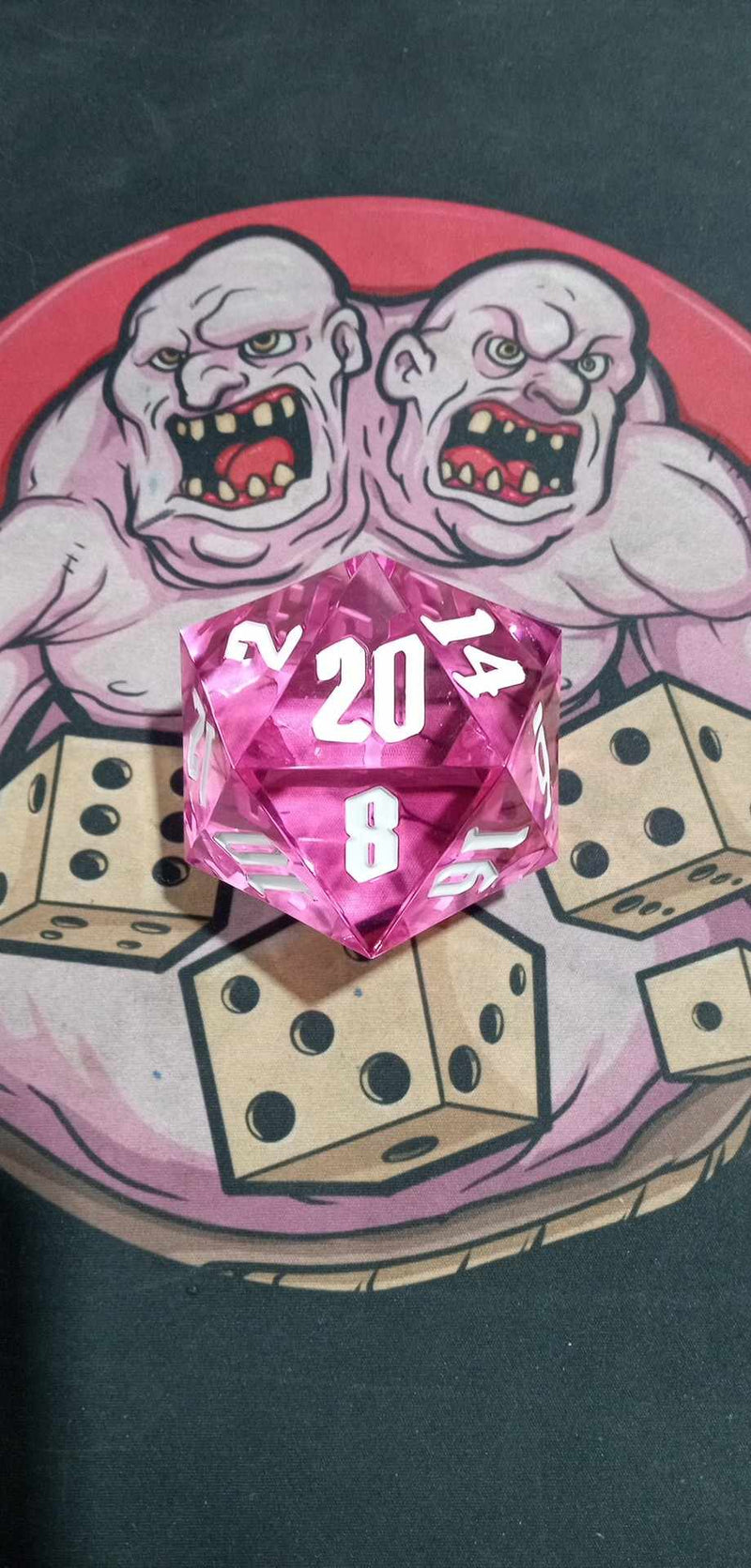 Huge 55mm D20 - Pink/White