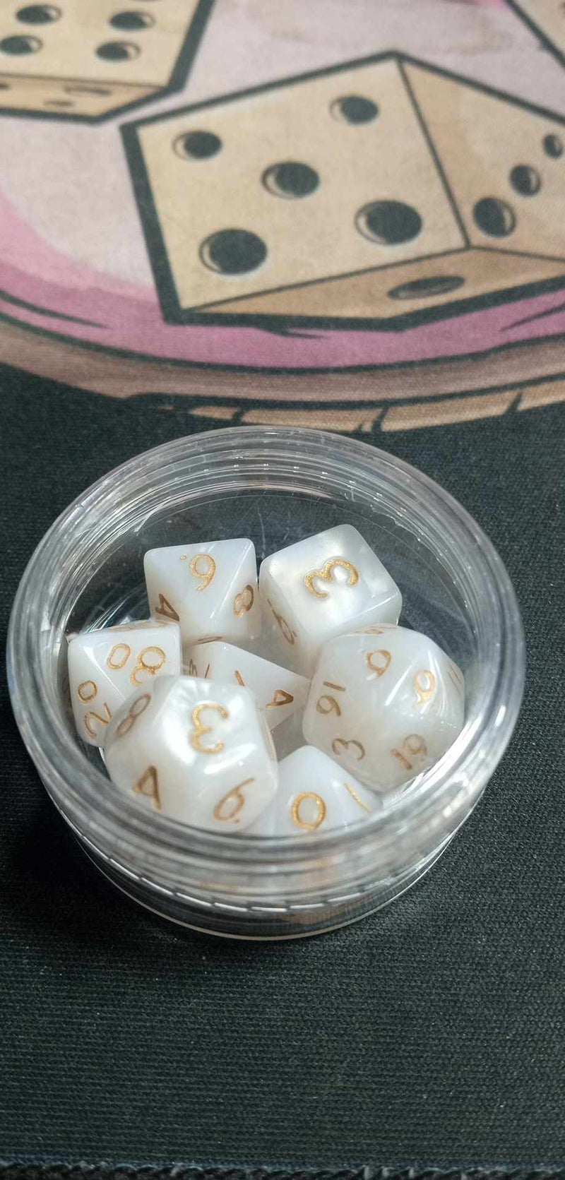 9MM Mini Dice - White W/ Gold