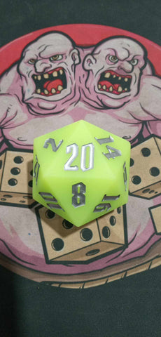 Huge Silicone 55mm D20 - Lime Green Glowing