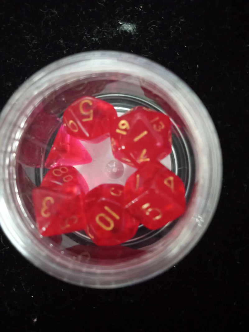 10MM Mini Dice - Translucent Red W/ Gold