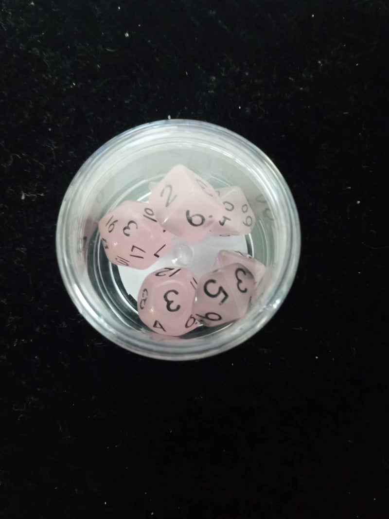 10MM Mini Dice - Translucent Pink W/ Black