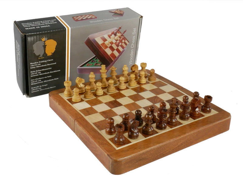 Chess Set - 7" Folding Wood Magnetic Chess