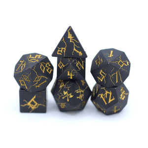 Matt Black with Gold Barbarian Dice Set