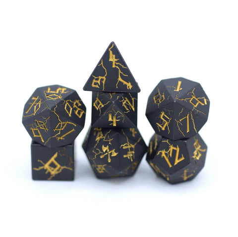 Matt Black with Gold Barbarian Dice Set