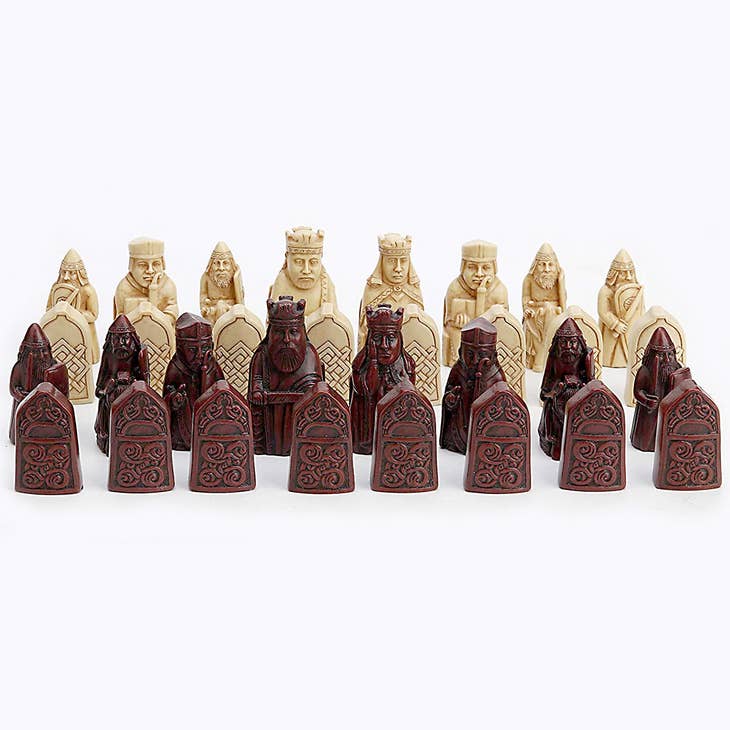 Isle of Lewis Chess Set with 15" Walnut and Maple Chess Board (Chest with Drawer)