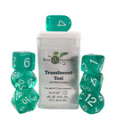 Translucent Teal w/ White Numbers - Set of 7 Dice