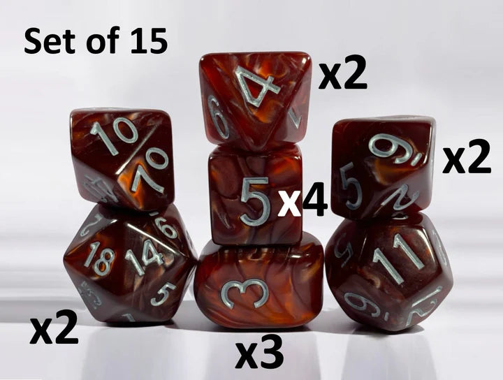 Marble Maroon Dice - Set of 15 w/ Arch'd4