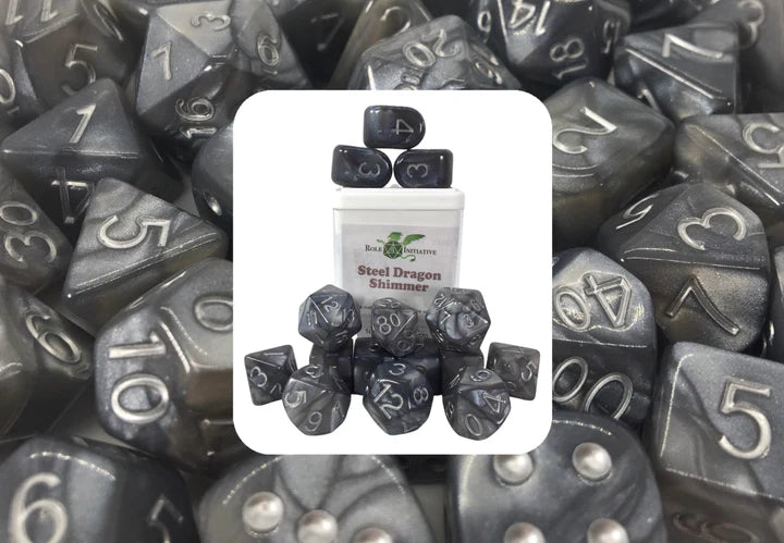 Steel Dragon Shimmer Dice - Set of 15 w/ Arch'd4