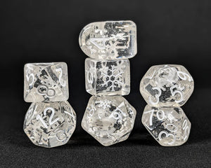 Diffusion™ Holi-Dice - Falling Snow - Set of 7 Dice w/ symbols on d6 & d20