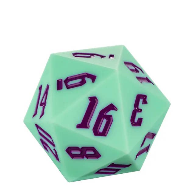 Huge Silicone 55mm D20 - Mint Green w/Purple