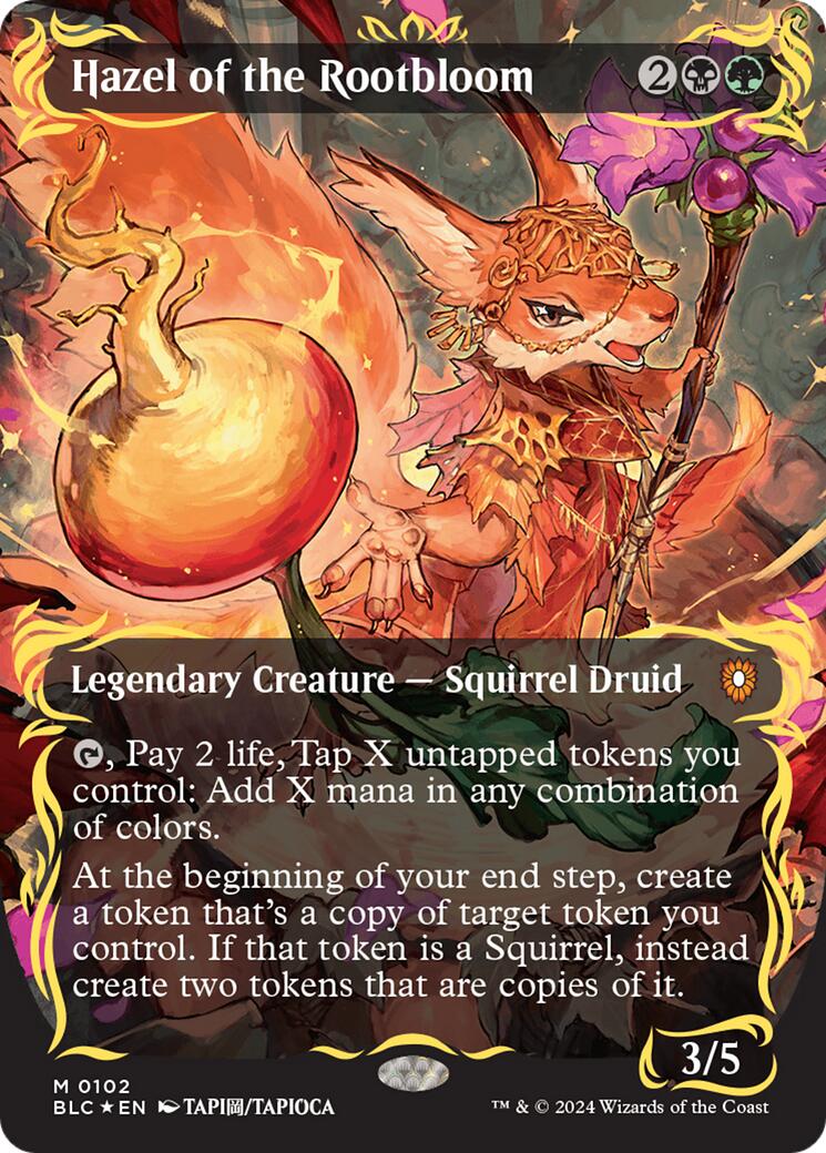 Hazel of the Rootbloom (Borderless) (Raised Foil) [Bloomburrow Command