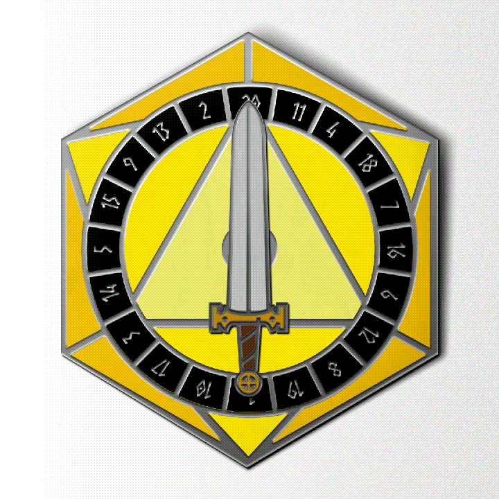 D20 Sword Spinner Pin - Yellow