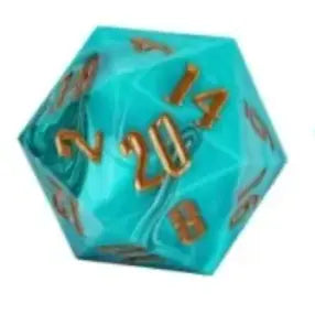 Huge D20 55mm - Marble Green And Gold