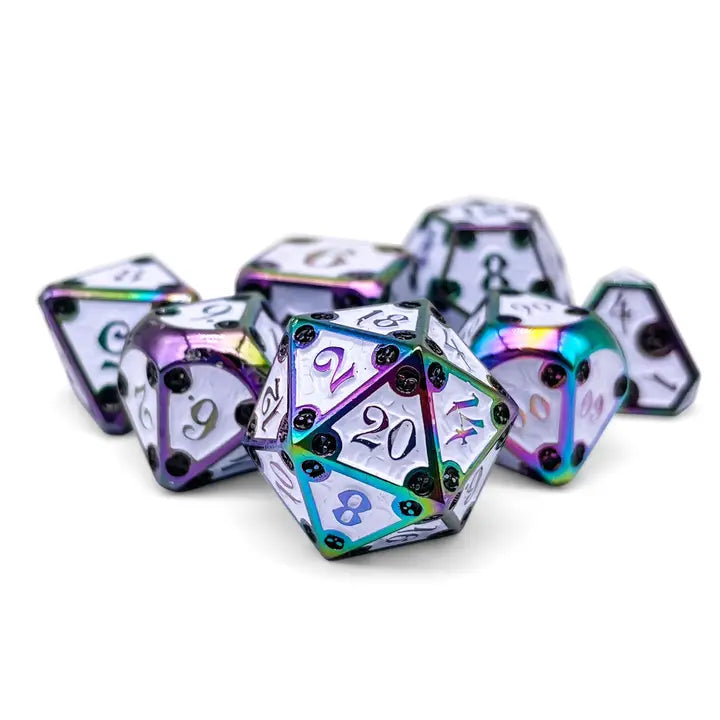 Dungeon Delve - Bone Yard 7 Piece Rpg Set Alloy Metal Dice