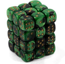 CHX 26839 black-green/gold 12mm d6 Dice Block (36 Dice)