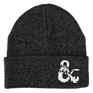 Dungeons and Dragons Ampersands Flat Embroidery Logo Dark Charcoal Acrylic Knit Winter Beanie Hat