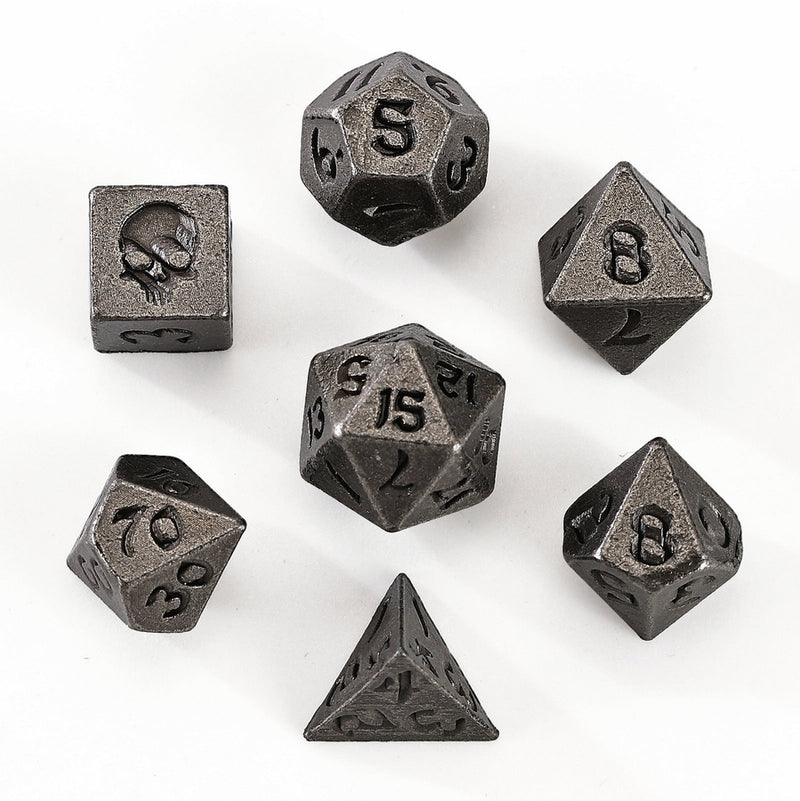 Unseelie Mini Metal Rpg Dice Set - Ancient Silver