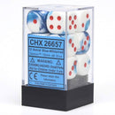 CHX 26657 Astral Blue - White/Red 16mm d6 Dice Block (12 Dice