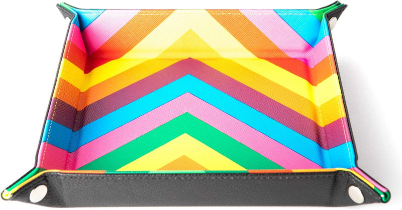 Fanroll by MDG Velvet Folding Dice Tray with Leather Backing: 10"x10" -  Rainbow