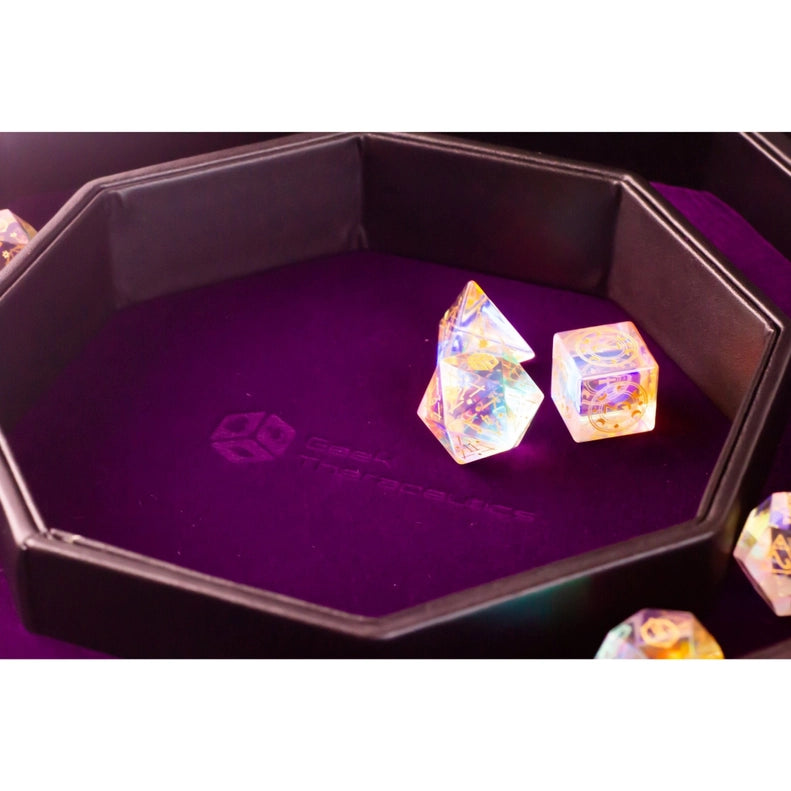 Leather Dice Vault with Lid - Purple