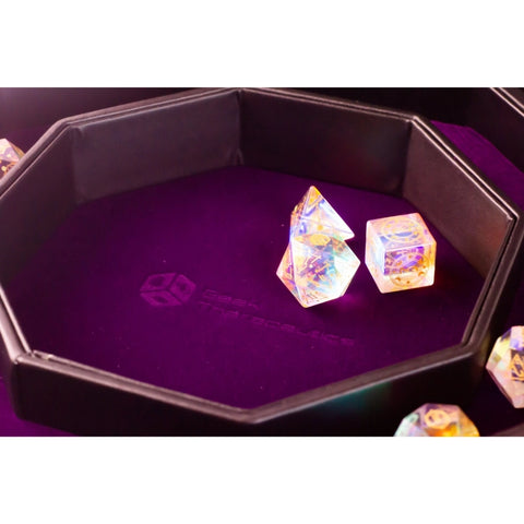 Leather Dice Vault with Lid - Purple