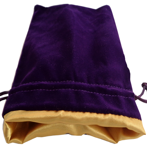 Fanroll by MDG Purple Velvet Dice Bag with Luxury Gold Satin Lining Medium 6"x8"