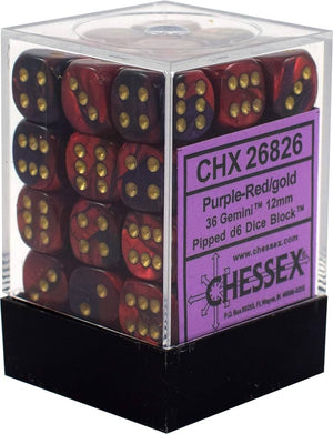 CHX 26826 Purple/RedGold  12mm d6 Dice Block (36 Dice)
