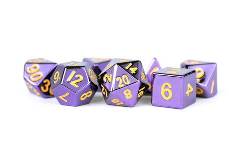 16mm Colored Metal Polyhedral Dice Set - Purple