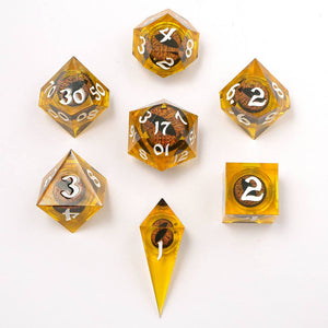 Always Watching Dragon's Eye - Sharp Edge Resin Dice - Orange