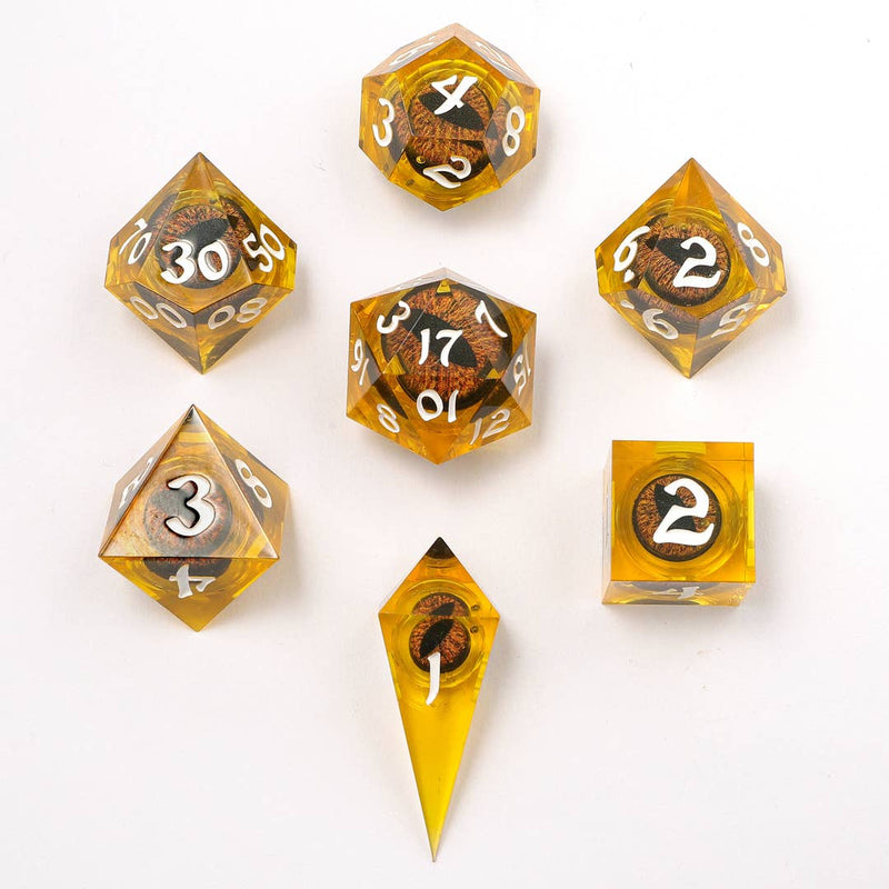 Always Watching Dragon's Eye - Sharp Edge Resin Dice - Orange