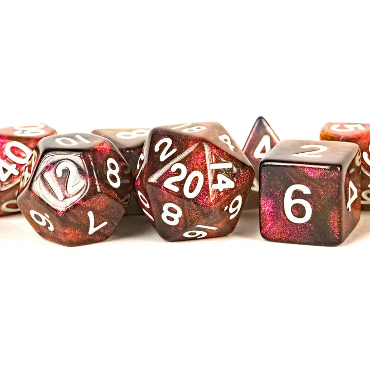 Stardust Acrylic Polyhedral Dice Set: Supervolcano