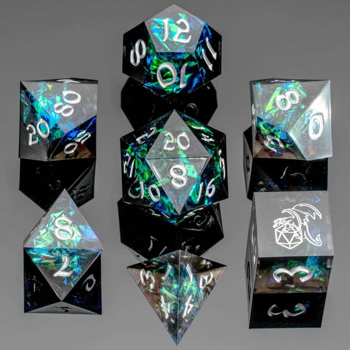Captured Magic Hand Sanded Sharp Edge Resin Dice Set - Black