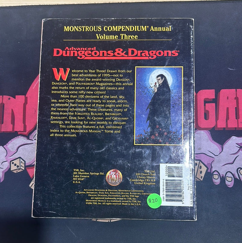 Advanced Dungeons & Dragons 2E: Monstrous Compendium Annual Volume Three