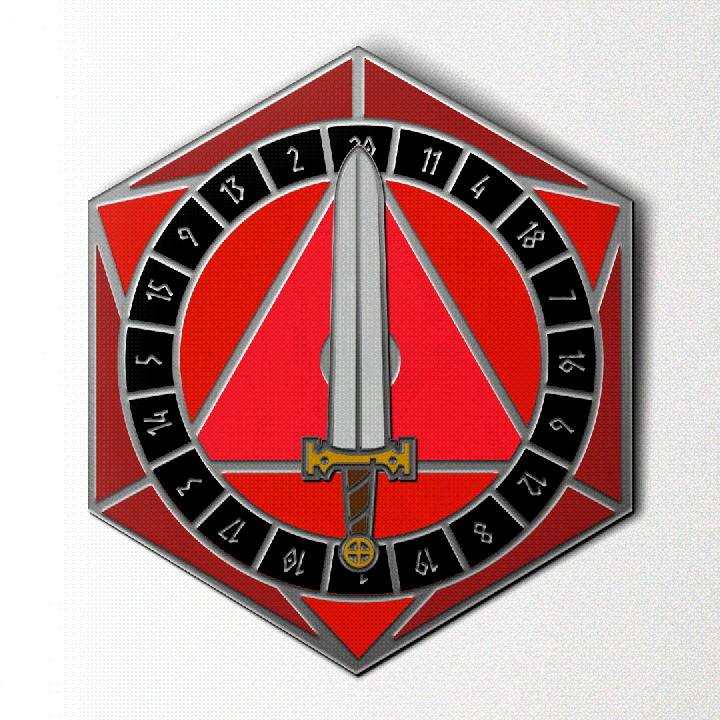D20 Sword Spinner Pin - Red