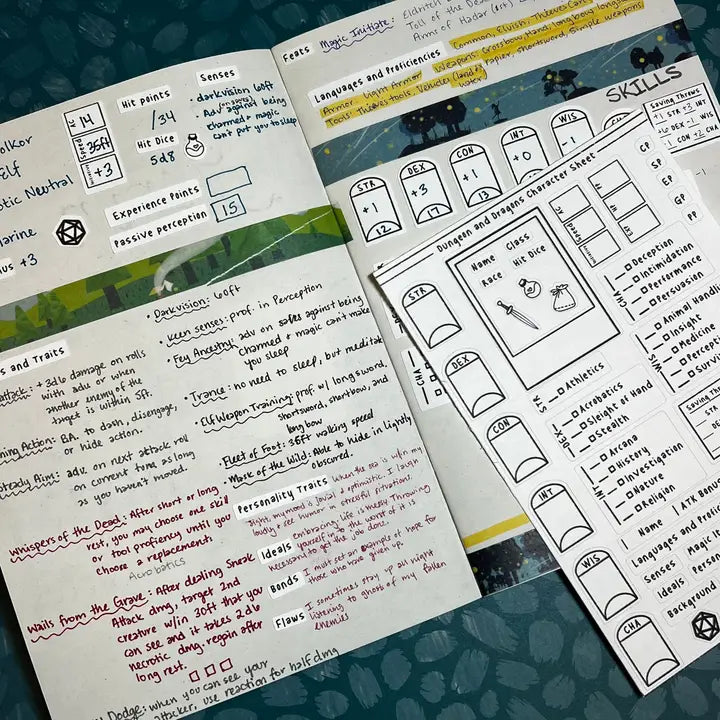 Character Sheet Sticker Sheet