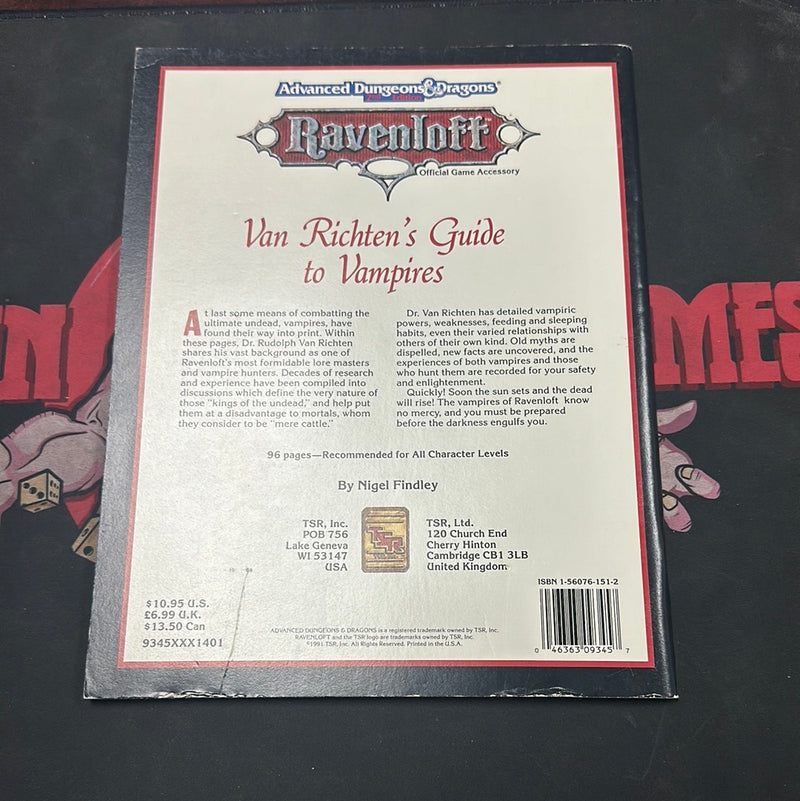 Advanced Dungeons & Dragons 2E: Ravenloft - Van Richten’s Guide to Vampires B