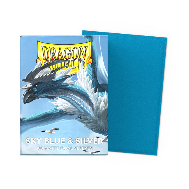 Dragon Shield Sleeves: Matte Dual - Sky Blue & Silver (100)