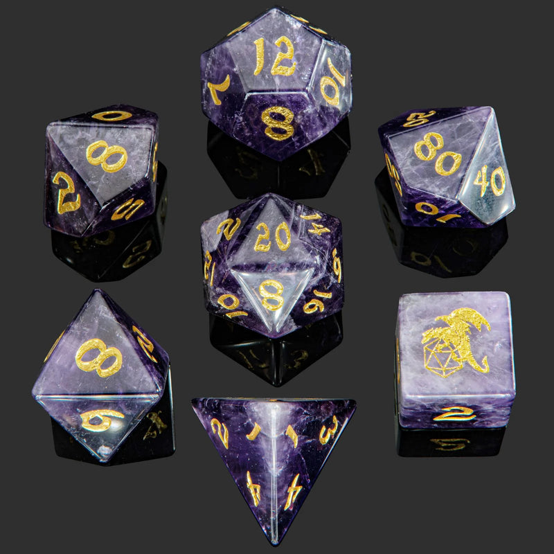 Dragon's Hoard Gemstone Dice - Natural Amethyst