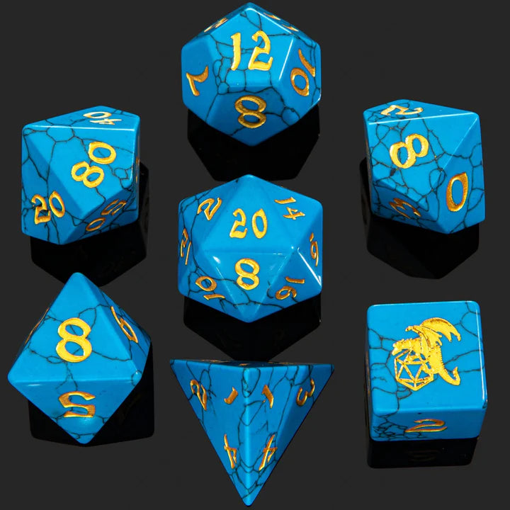 Dragon's Hoard Gemstone Dice - Blue Turquoise