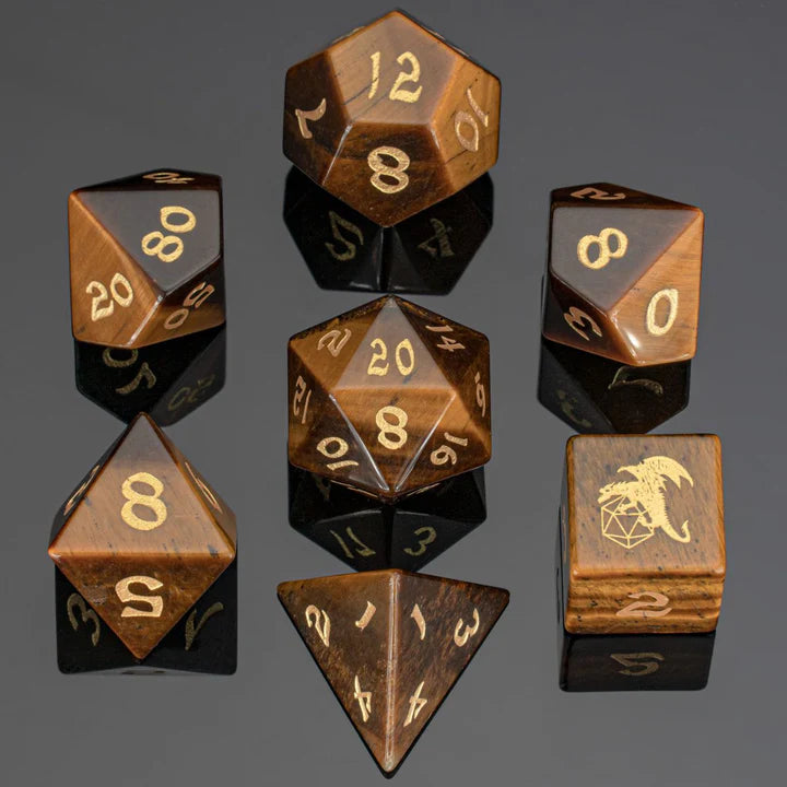 Dragon's Hoard Gemstone Dice - Yellow Tiger Eye
