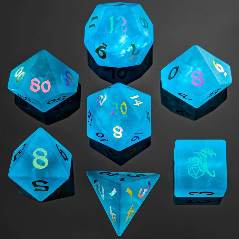Dragon's Hoard Gemstone Polyhedral Dice Set - Sea Blue