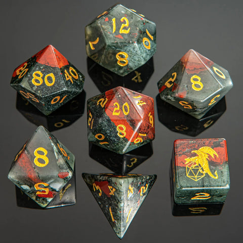 Dragon's Hoard Gemstone Dice - Bloodstone