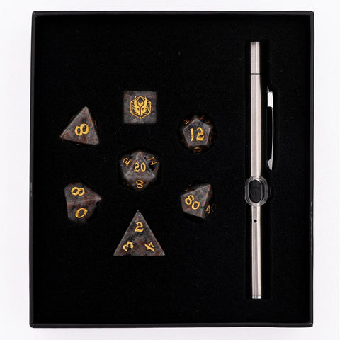 Dragon's Hoard Gemstone Dice - Yooperlite With UV Light