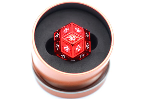 Titans Fist D30 Metal Dice - Red W/ White